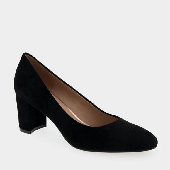 New Aerosoles Mid Heel Pump In Black black suede business casual size 9.5 - Picture 1 of 5